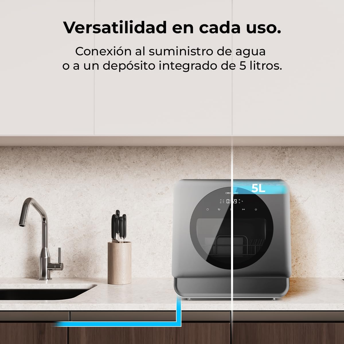 Cecotec Dishwasher Compact Free Installation on Table Bolero Aguazero 1150 Dark. 3 Place Settings, Low Consumption, 6 Programs, Touch Control Panel, Long Storage and Delay Start Functions - Image 10