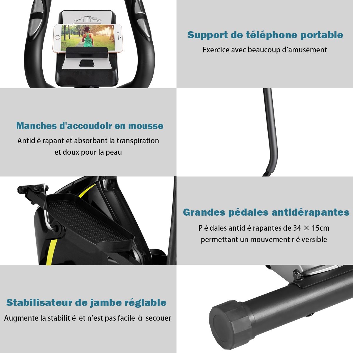Elliptical Trainer with 8 Resistance Levels - Inertia Mass 2 kg Hand Pulse LCD Display - - Image 8