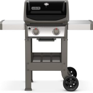Spirit II E-210 GBS Barbecue  Gaz,2 Br没leurs,Surface de Cuisson 51 x 46 cm,Thermomtre de Couvercle,Table d'Appoint Rabattable (Gauche),4 Roues - Noir et Argent (44010153)