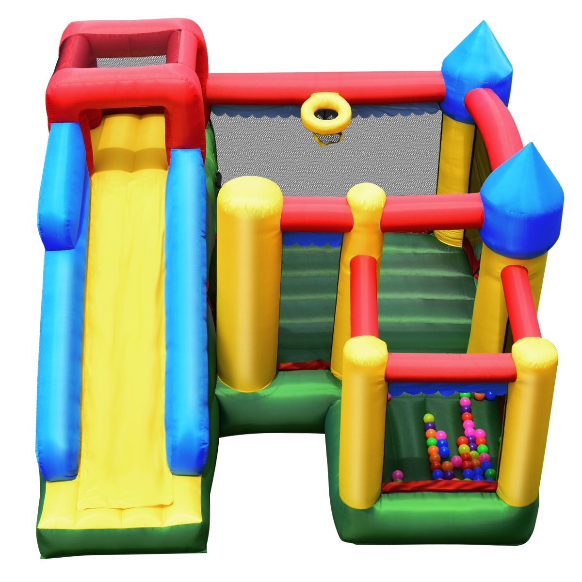 4 in 1 Inflatable Castle for Children 3-10 Years Old with Slide Jumping Area Climbing Wall Basketball Hoop - - Image 4