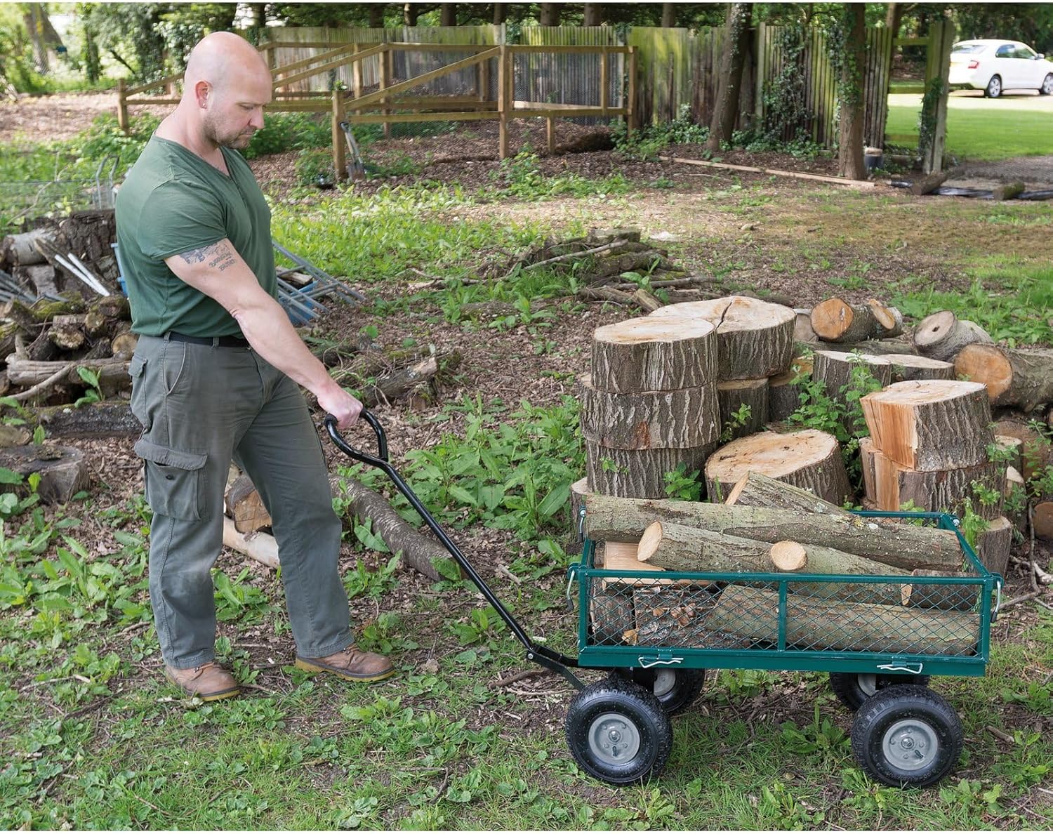 Draper Green Mesh Steel Garden Cart, 200kg - Image 4