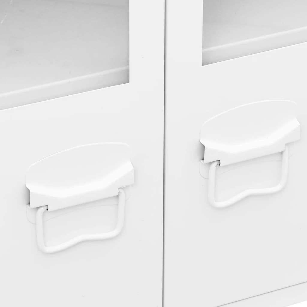 vidaXL Industrial Sideboard Side Cabinet Storage Unit Storage Cabinet Living Room Home Interior White 105x35x62 cm Metal and Glass - Image 8