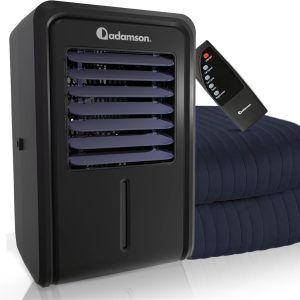 Adamson B10 Twin Bed Cooler 190x100 CM + 100% Cotton Cooling Mattress Topper + Air-conditioned Mattress Ideal Against Night Sweats + for Hot Sleepers - 5 Year Warranty - Navy Blue