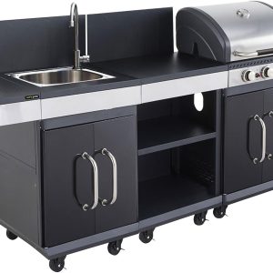 Cook'in Garden FIDGI 3 modular outdoor kitchen - 3-burner gas barbecue with thermometer Extra serving unit and sink
