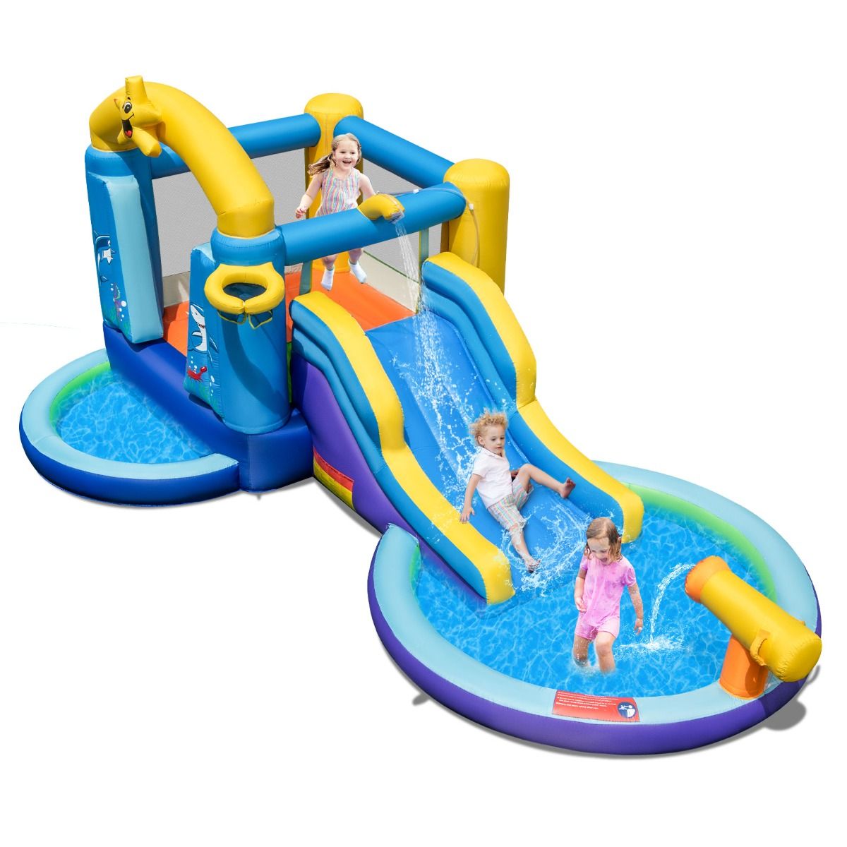 6 in 1 Ocean Bouncy Castle with 680W Blower Water Slide & 2 Pools Inflatable Bounce House Load 90kg - - Image 3