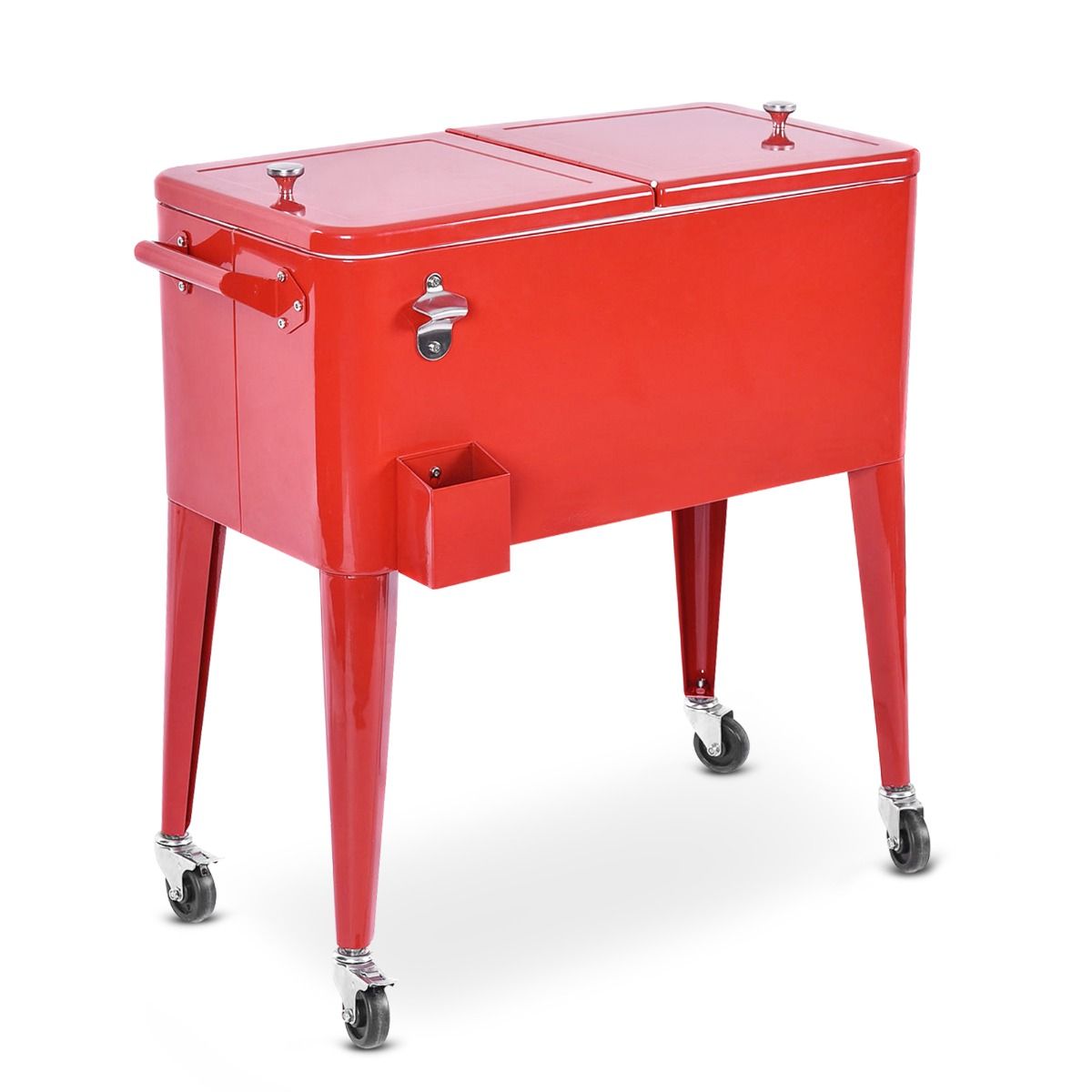 76L Rolling Insulated Refrigerant Trolley with Universal Wheels Bottle Opener Garden Trolley for Storing Ice and Drinks - - Image 6