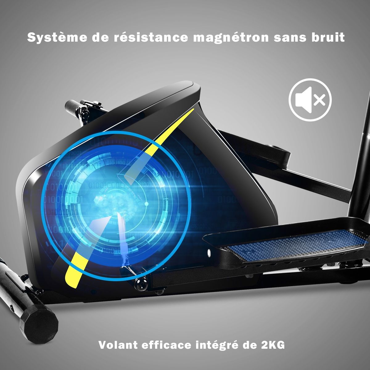 Elliptical Trainer with 8 Resistance Levels - Inertia Mass 2 kg Hand Pulse LCD Display - - Image 3
