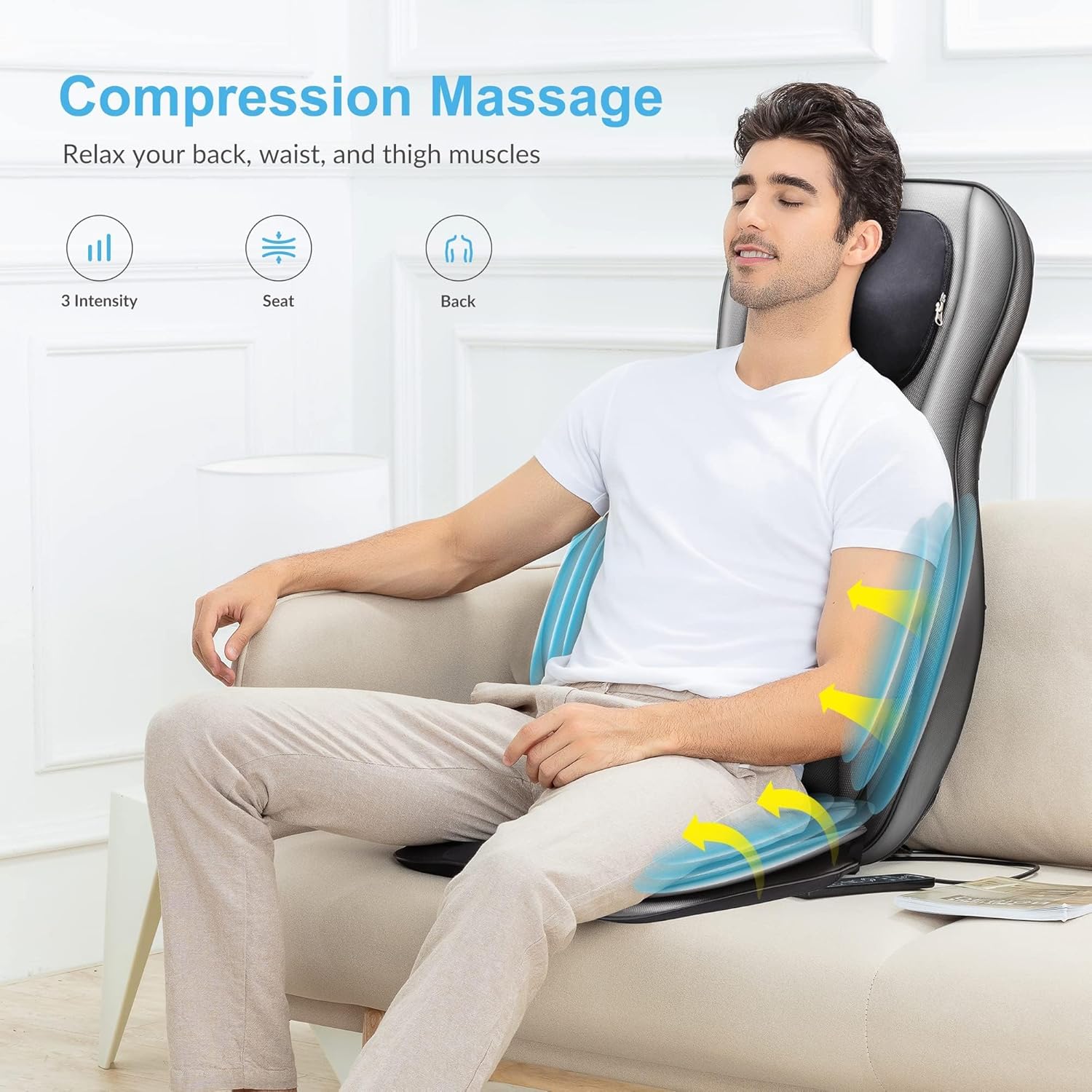 COMFIER Shiatsu Massage Seat for Back & Neck - 2D/3D Kneading Full Back Massager with Adjustable Heat and Compress, Hip/Neck/Back Massage Chair, Full Body Massager - Image 5