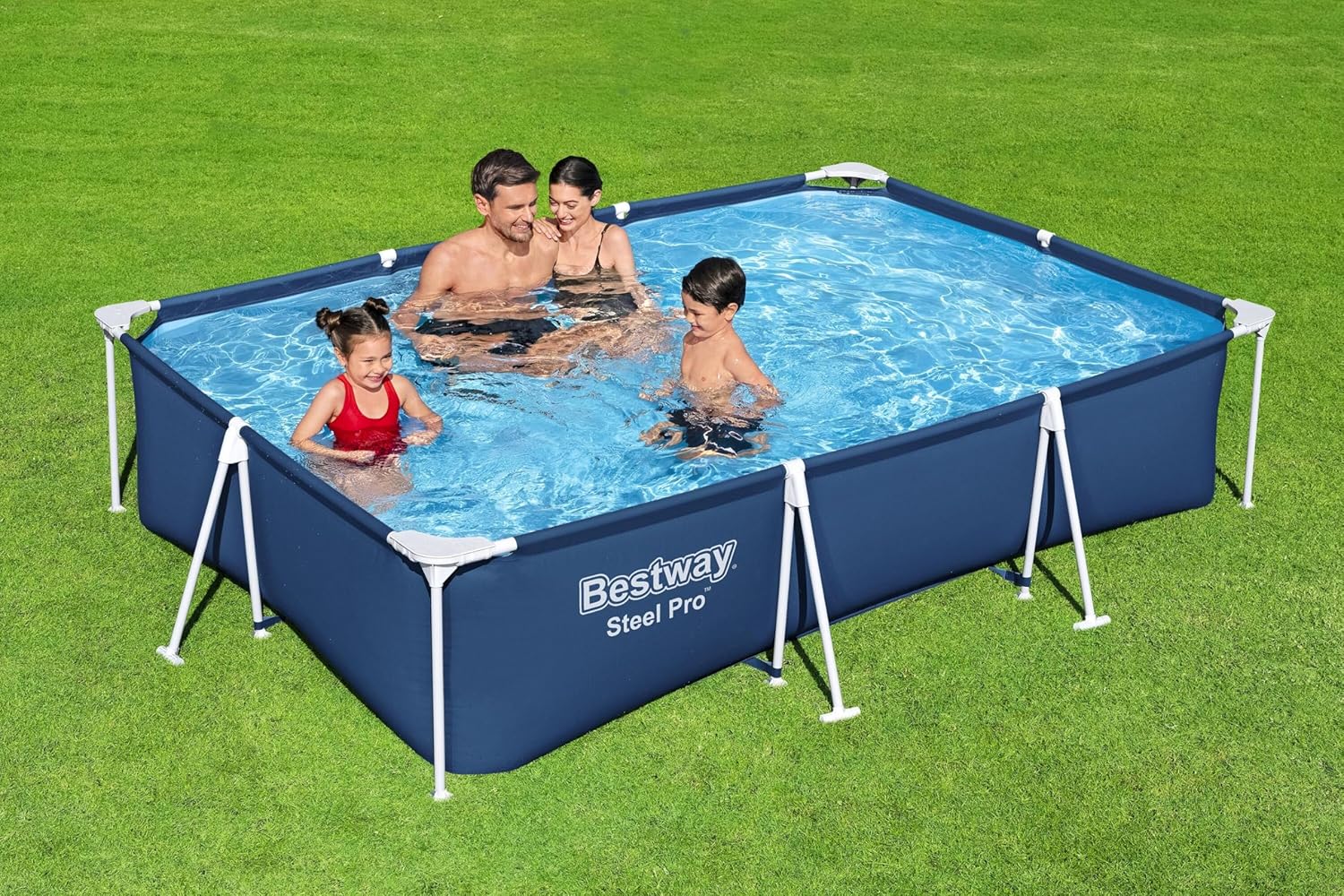 Steel Pro Rectangular Above Ground Pool Kit 3.00 m x 2.01 m x 66 cm, Blue - Image 2