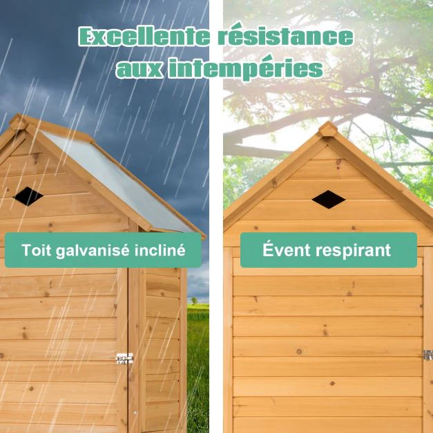 Abri de jardin extrieur 5 etagres cabane verrouillable en bois de sapin toit en tle galvanise 20_0005485 - - Image 5