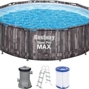 FORNOR 56141 Piscine + Filtre Bombe 366 x H 100 cm,Effet Bois