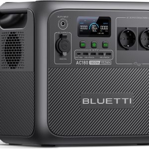 BLUETTI AC180 Portable Electric Generator, 0-80% in 45 Min, 1152Wh LiFePO4 Battery with 2 AC Outlets 1800W (2700W Peak), Portable Power Station for Camping, Travel, Power Outage