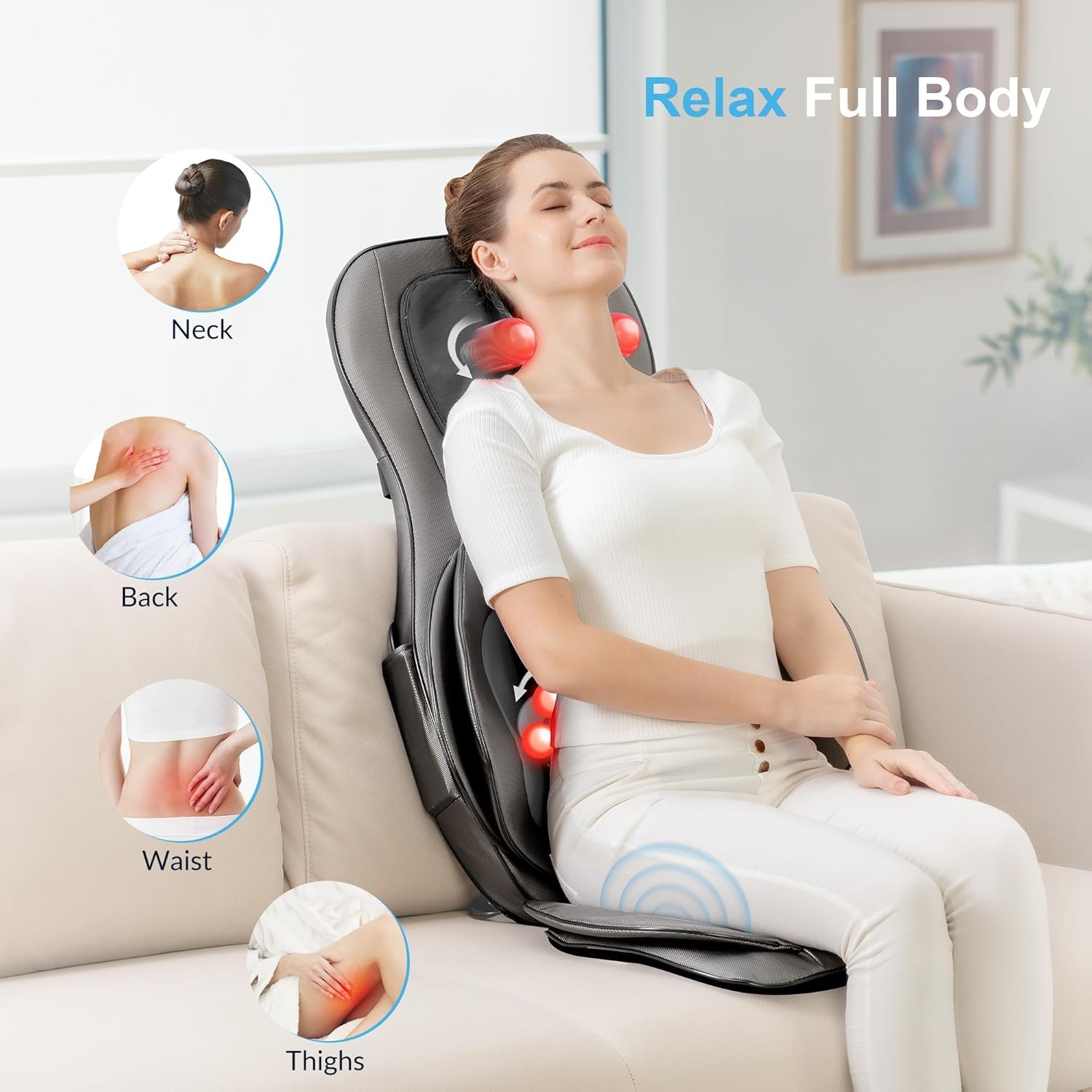 COMFIER Shiatsu Massage Seat for Back & Neck - 2D/3D Kneading Full Back Massager with Adjustable Heat and Compress, Hip/Neck/Back Massage Chair, Full Body Massager - Image 2