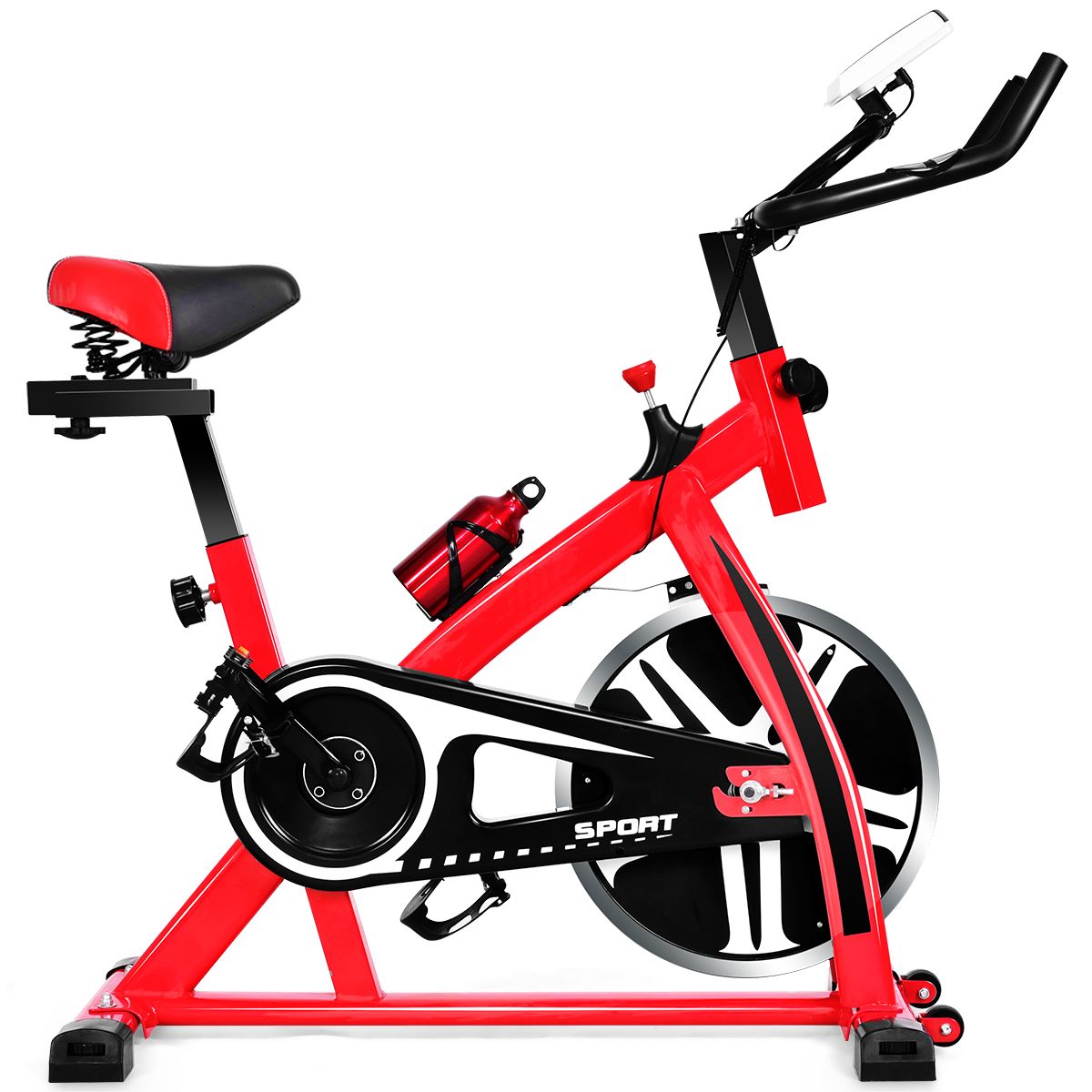 Indoor Exercise Bike with Flywheel 8 KG Silent Kettle Cup Holder LCD Screen Adjustable Saddle and Handlebar - - Image 3