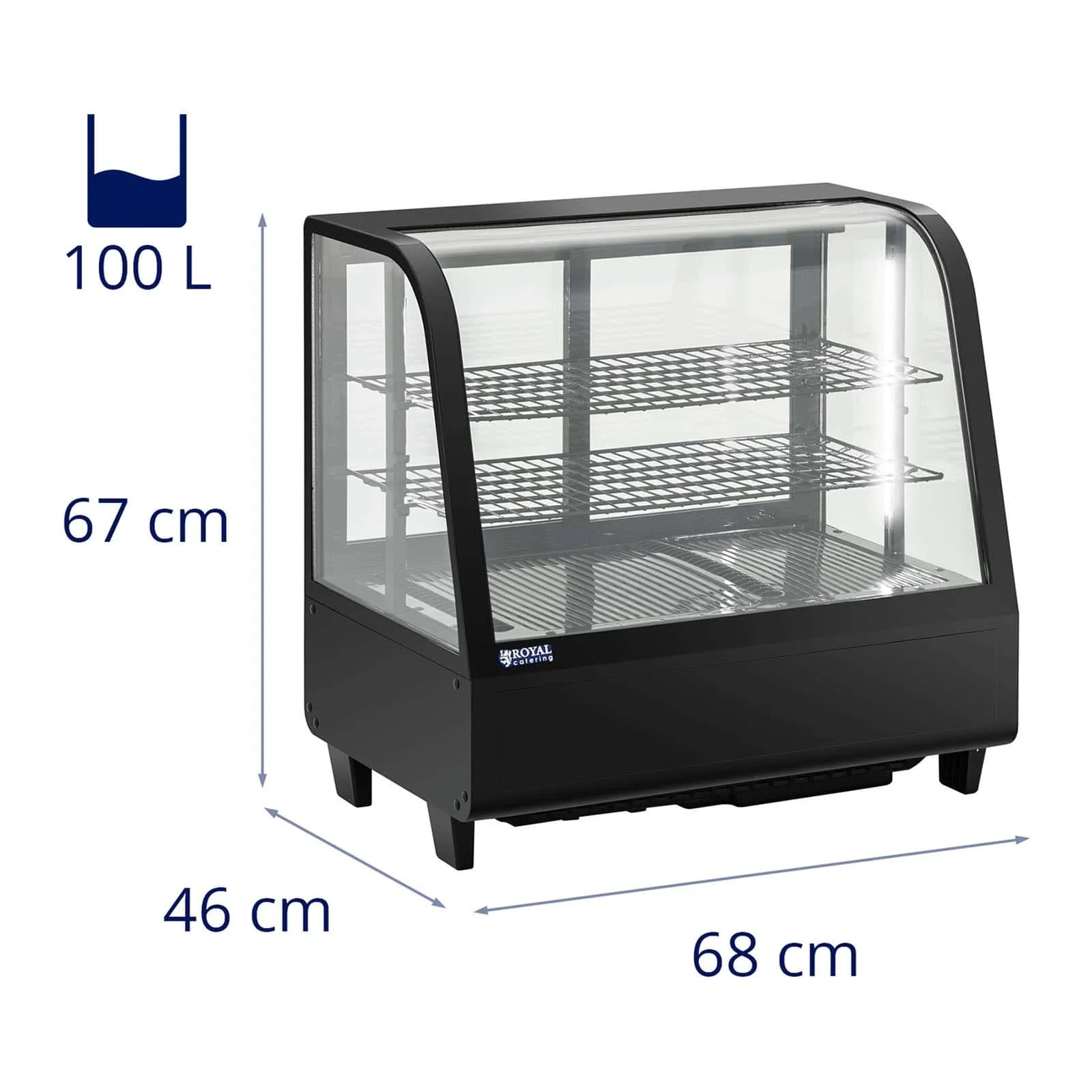 Refrigerated display case 100 liters 3 levels plastic black tempered glass 14_0005388 - - Image 5