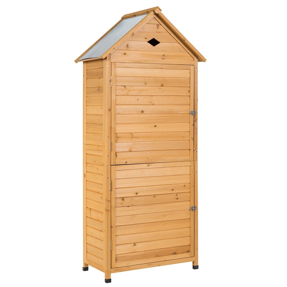 Outdoor Garden Shed with 5 Shelves Lockable Cabin in Fir Wood with Galvanized Sheet Metal Roof - - Image 4
