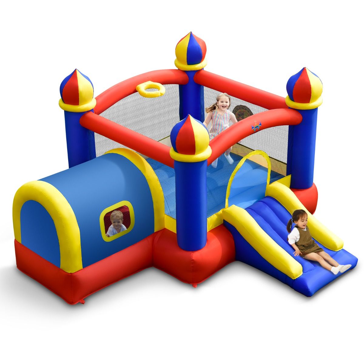 Inflatable Castle for Children with Bouncing Space Small House Slide Basketball Hoop (without inflator) - - Image 2