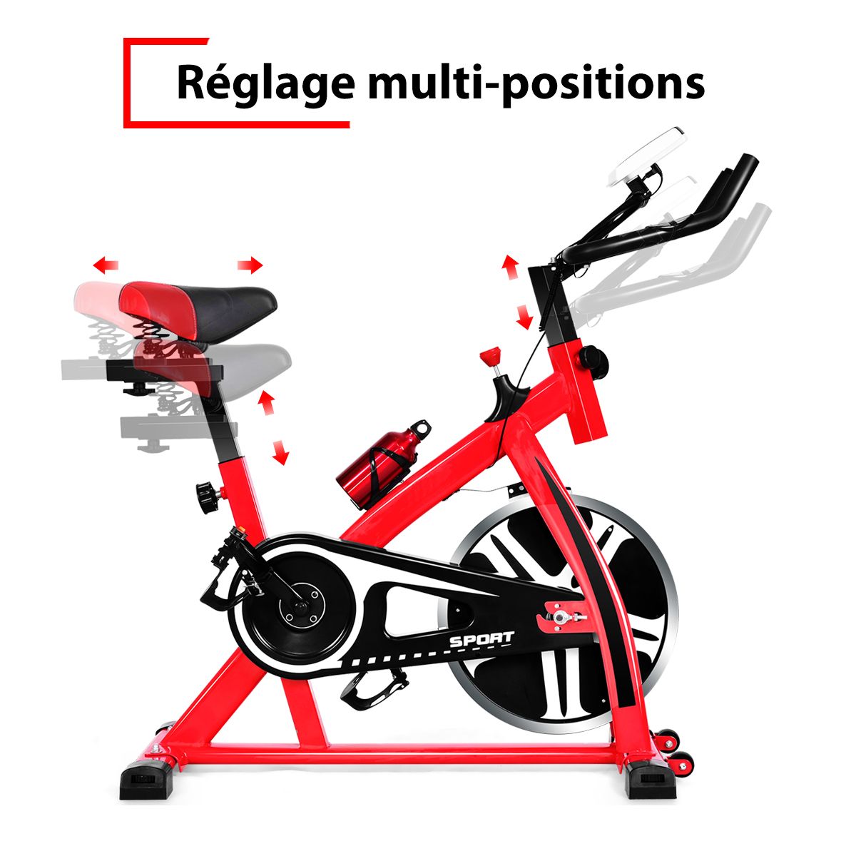 Indoor Exercise Bike with Flywheel 8 KG Silent Kettle Cup Holder LCD Screen Adjustable Saddle and Handlebar - - Image 9
