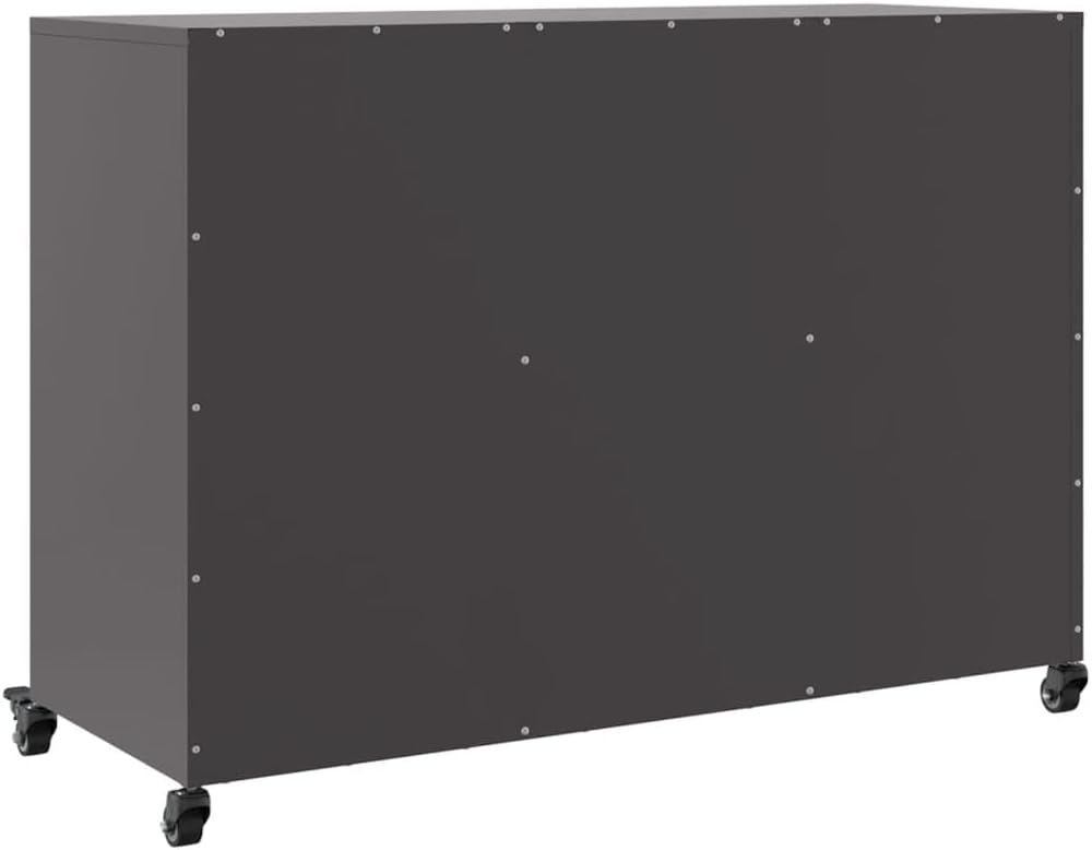 vidaXL Sideboard, Cabinet with Door, Cupboard with Storage, Living Room Organizer Living Room Home Interior, Black 100.5x39x72 cm Steel - Image 9