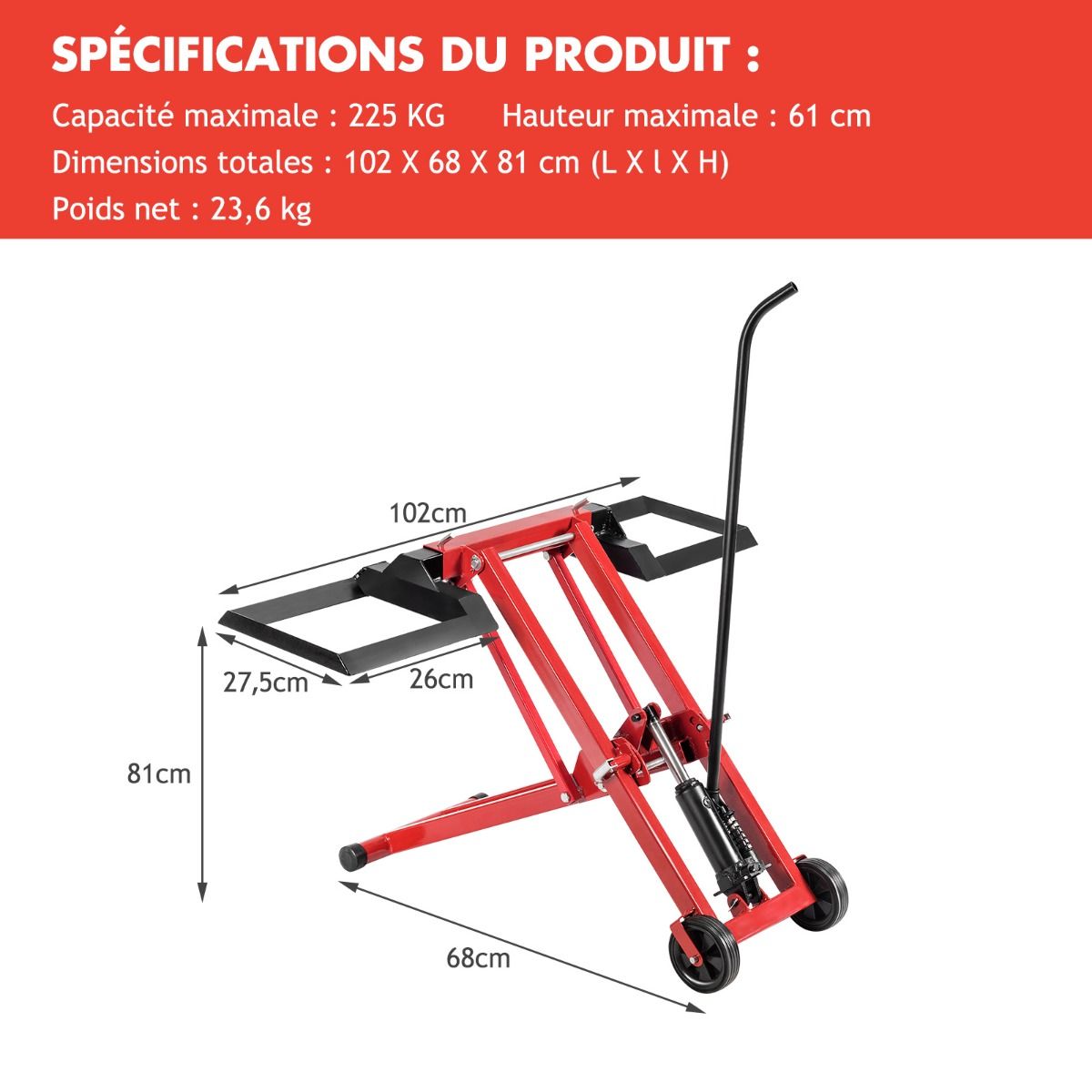 Lawn Mower Lifting Jack for Tractors and Self-propelled Lawn Mowers Zero Turning Radius Capacity of 227 Kg - - Image 8