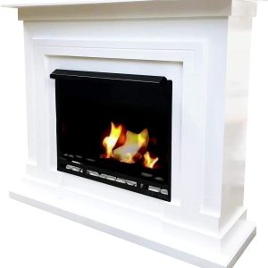 Berlin Deluxe Gel and Ethanol Fireplace with 3 Burners (White)