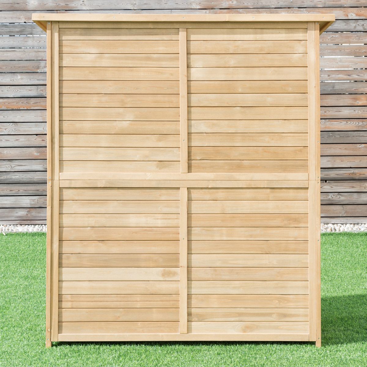Wooden Garden Shed Outdoor Garden Shed Double Doors with Latch Sloped Asphalt Roof Outdoor Garden Shed 140 x 50 x 162 cm Natural - - Image 2