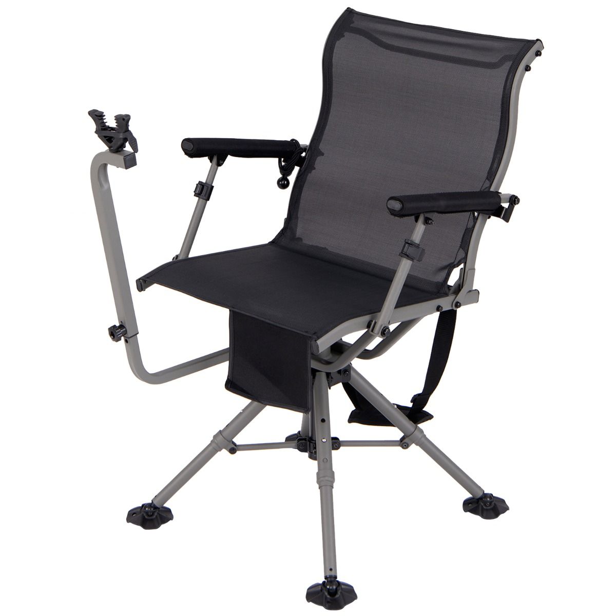 Portable Hunting Chair Shooting Chair with Adjustable Folding Seat 360° Rotation Adjustable Rifle Support Load 150 kg Black - - Image 3