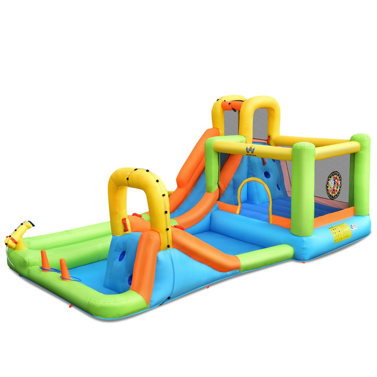 8 in 1 Inflatable Castle with 2 Slides Water Park with Jumping House Load 135kg for 3 Children Aged 3-10 - - Image 5
