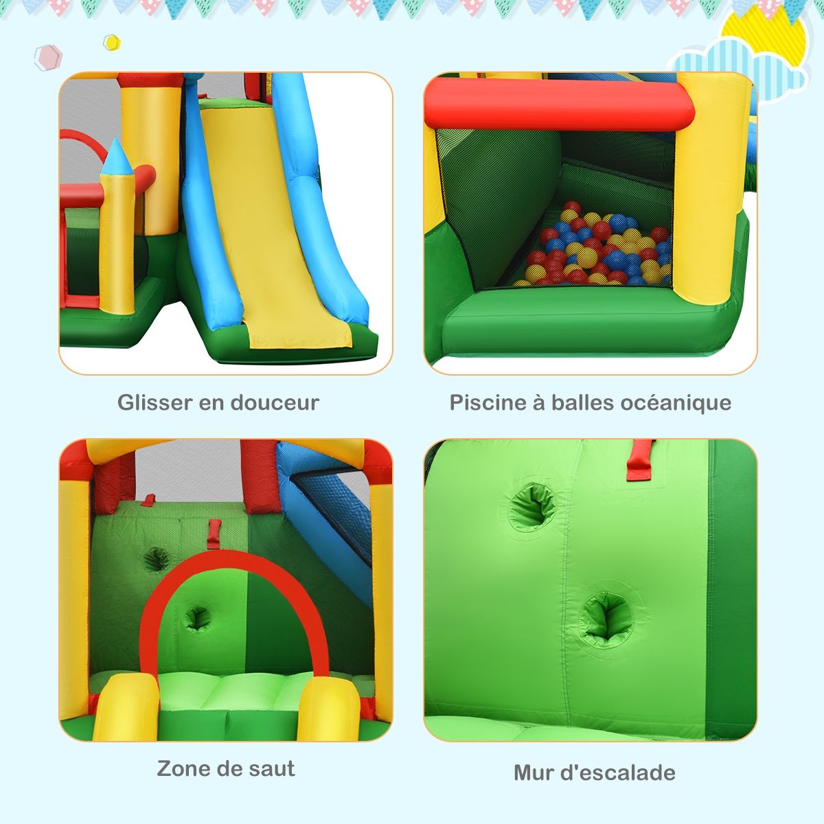 Inflatable Castle with Blower for Children from 3 to 10 Years Old with Several Different Types of Play 330 x 300 x 210 cm - - Image 4