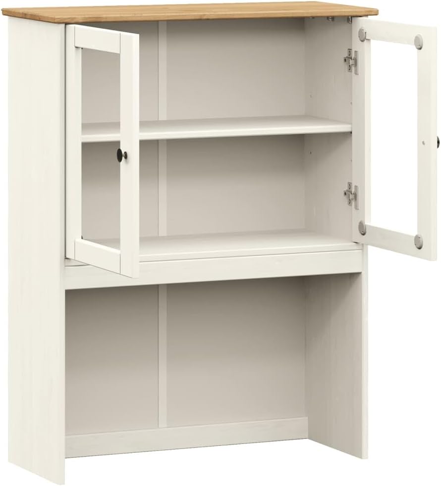 vidaXL Vigo Dresser Top White 78x30x100 cm Solid Pine Wood, Dresser Top Shelf, Kitchen Dresser Top, Kitchen Storage - Image 6