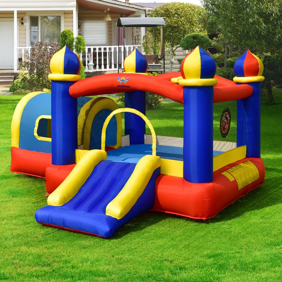 Inflatable Castle for Children with Bounce Space Small House Slide Basketball Hoop (without inflator) -