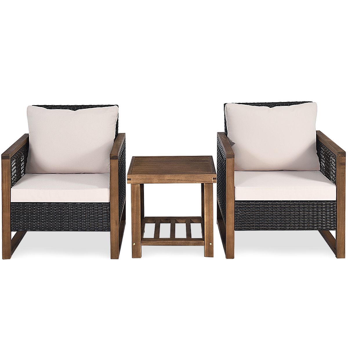 Acacia Wood Garden Furniture Set Handcrafted Rattan Anti-sun Weather Resistant for Porch Balcony Terrace - - Image 5