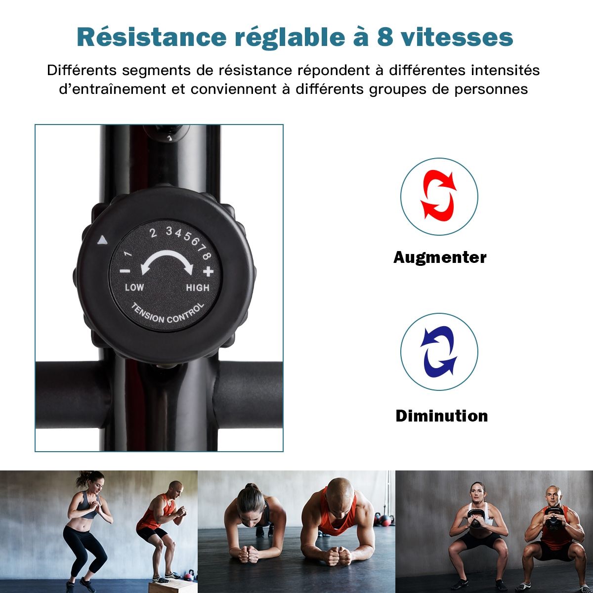 Elliptical Trainer with 8 Resistance Levels - Inertia Mass 2 kg Hand Pulse LCD Display - - Image 7