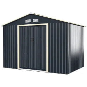 Abri de jardin en métal 5,29 277 x 191 x 202 cm avec 2 portes coulissantes verrouillables 4 trous d’aération pour vélo gris 20_0007629 -