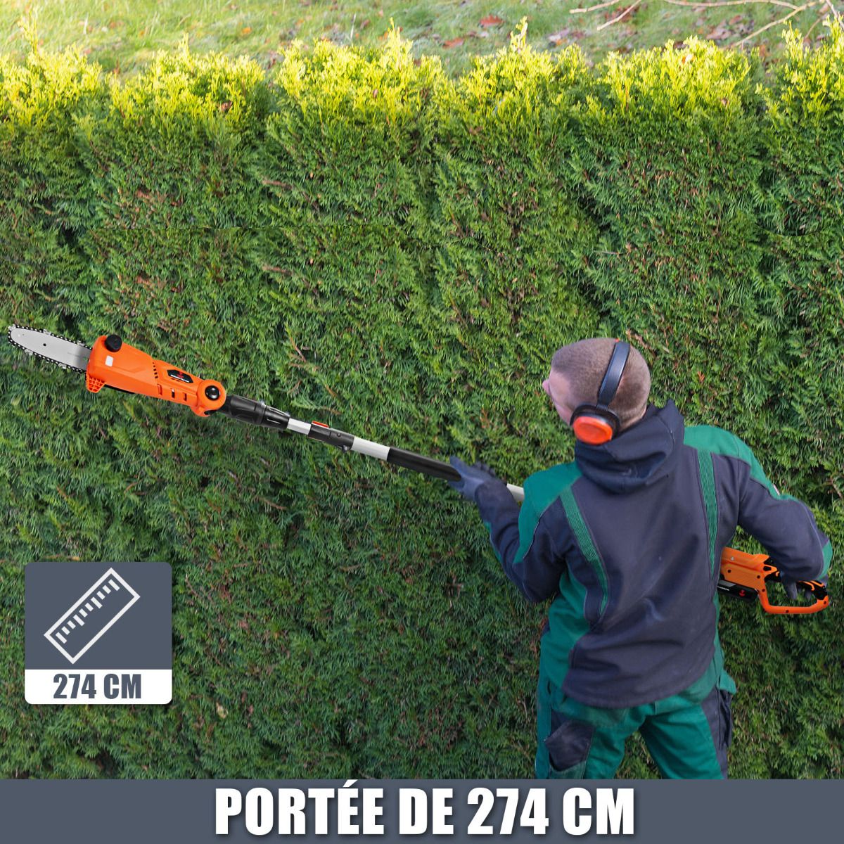 Telescopic Pruner on Cordless Pole 198 -274 cm Branch Cutter with 20V Battery and Orange Charger - - Image 5