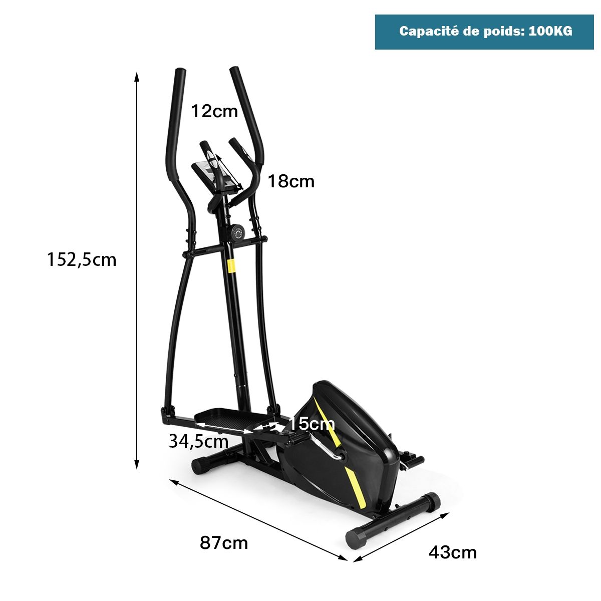 Elliptical Trainer with 8 Resistance Levels - Inertia Mass 2 kg Hand Pulse LCD Display - - Image 10