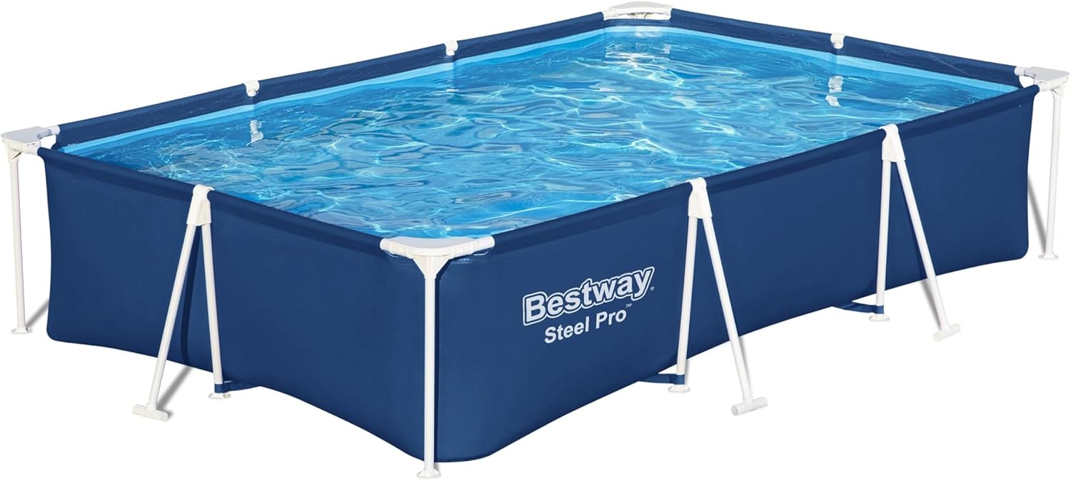 Steel Pro Rectangular Above Ground Pool Kit 3.00 m x 2.01 m x 66 cm, Blue - Image 3