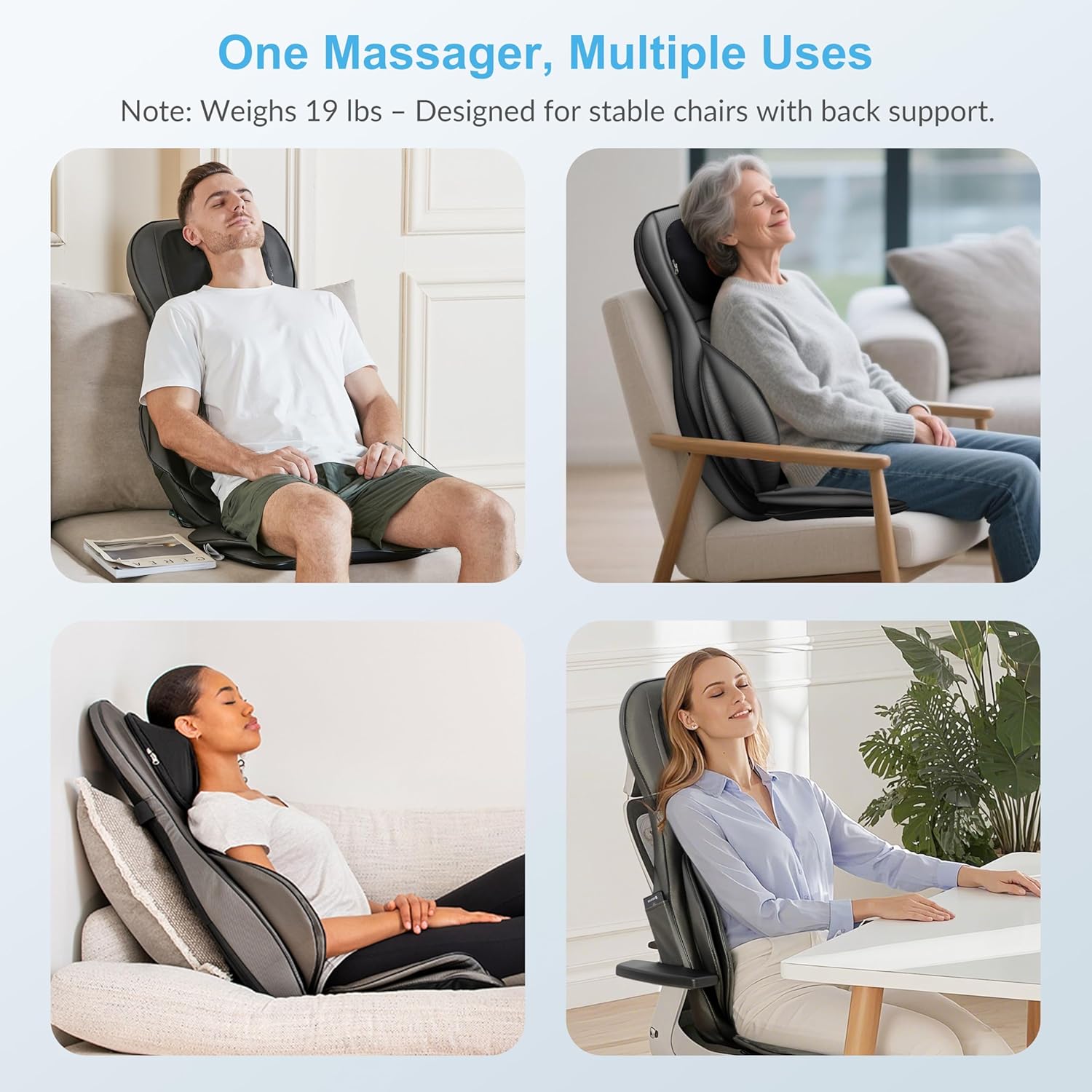 COMFIER Shiatsu Massage Seat for Back & Neck - 2D/3D Kneading Full Back Massager with Adjustable Heat and Compress, Hip/Neck/Back Massage Chair, Full Body Massager - Image 9