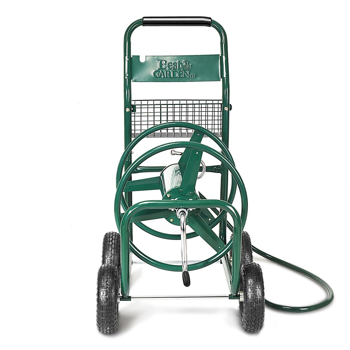 Watering Hose Reel with 4 Wheels Trolley for 1.7m of Watering Hose Basket, 95x62x113cm, Green - - Image 7