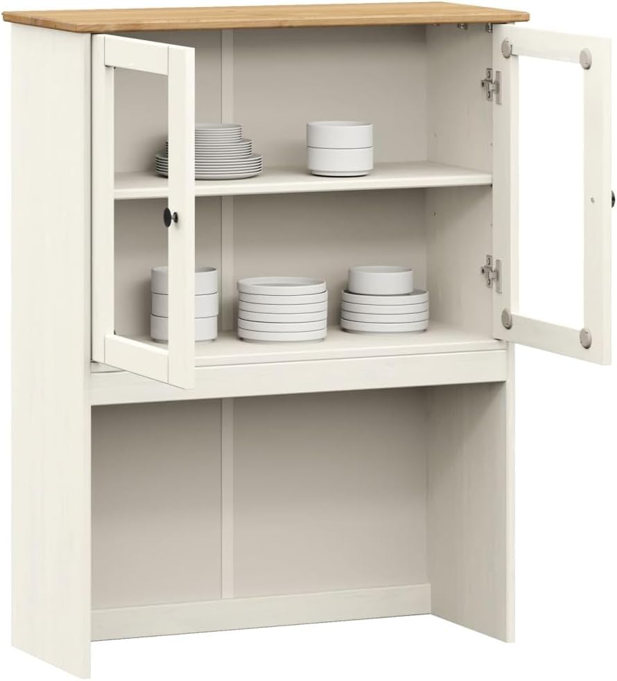 vidaXL Vigo Dresser Top White 78x30x100 cm Solid Pine Wood, Dresser Top Shelf, Kitchen Dresser Top, Kitchen Storage - Image 4
