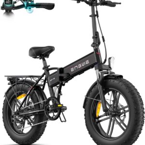 ENGWE Foldable Electric Bike, Removable 48V 13Ah Battery, Range 50-120 km，20'' ×4.0'' Fat Tire 7-Speed ​​E-Bike for Any Terrain