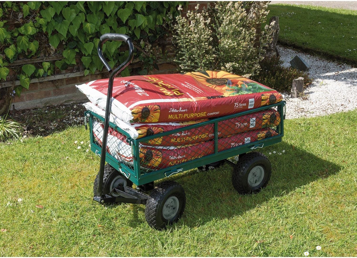 Draper Green Mesh Steel Garden Cart, 200kg - Image 2