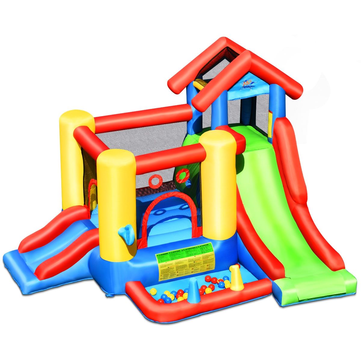 7 in 1 Inflatable Castle for Children 3-10 Years Slides Capacity 135kg in Oxford Fabric 356x289x233cm Multicolor - - Image 2