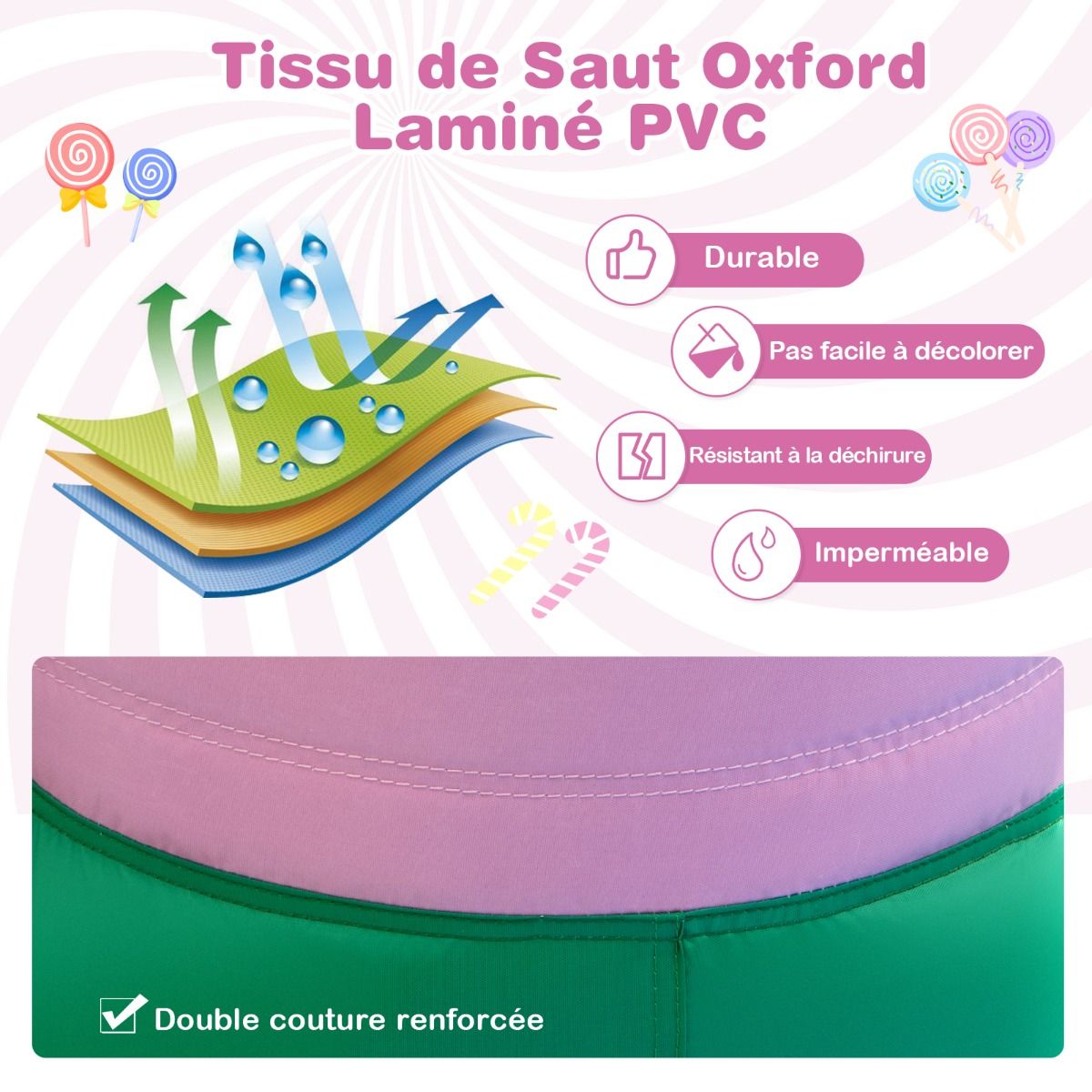 9 in 1 Inflatable Candy Shaped Castle with Slide Inflatable Jumping House with Water Gun Load 90kg for 2 Children Ages 3-10 - - Image 7