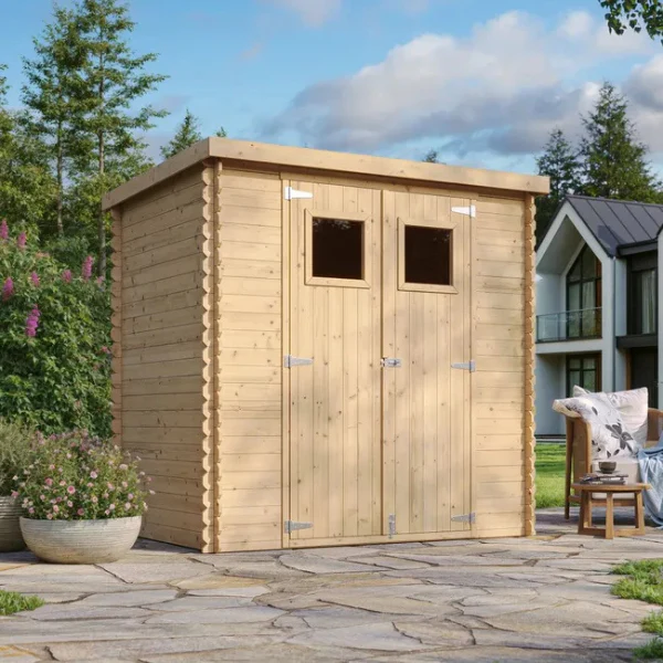 Abri de jardin en bois L204 x l142 x H200 cm / 2,22 m - - Image 4