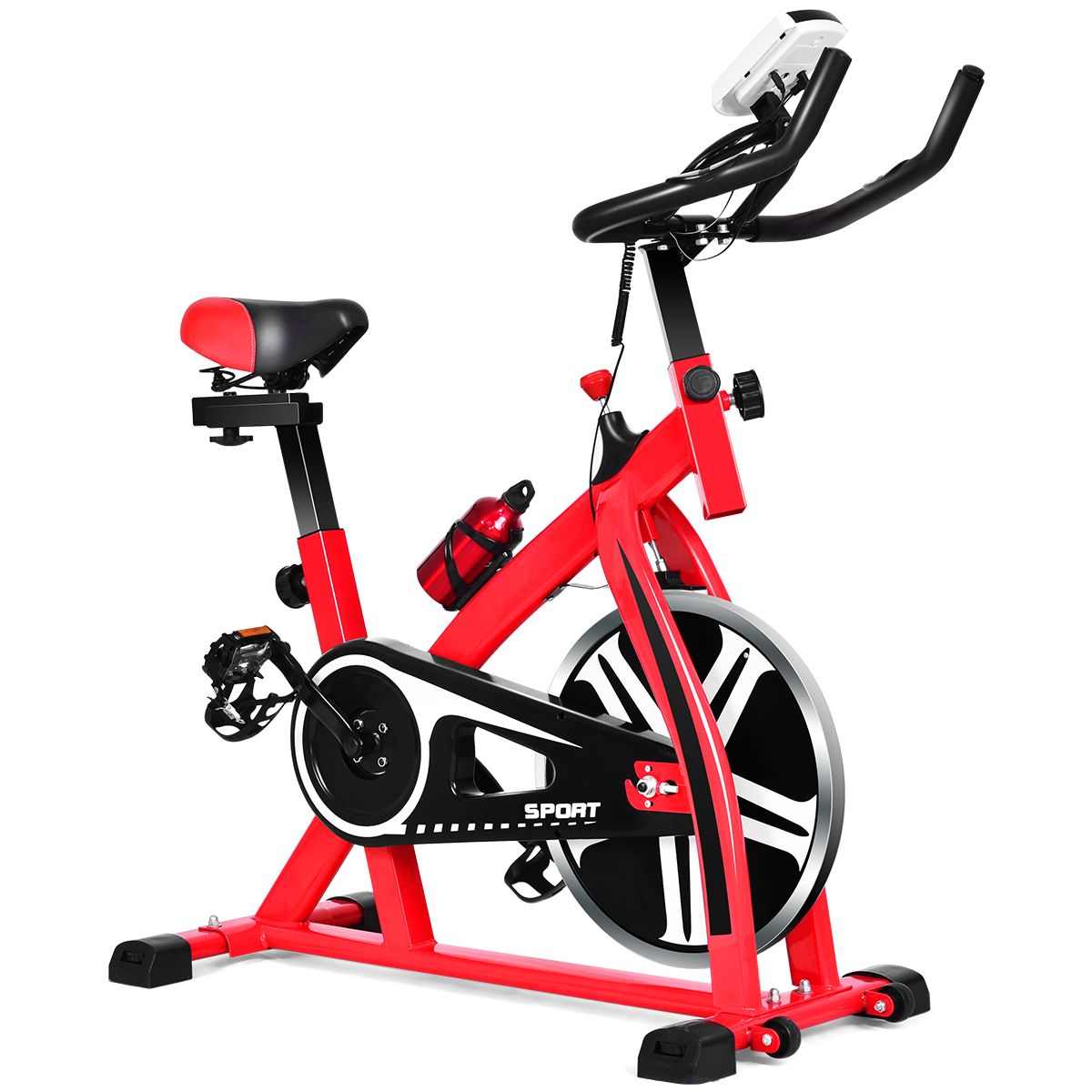 Indoor Exercise Bike with Flywheel 8 KG Silent Kettle Cup Holder LCD Screen Adjustable Saddle and Handlebar - - Image 4