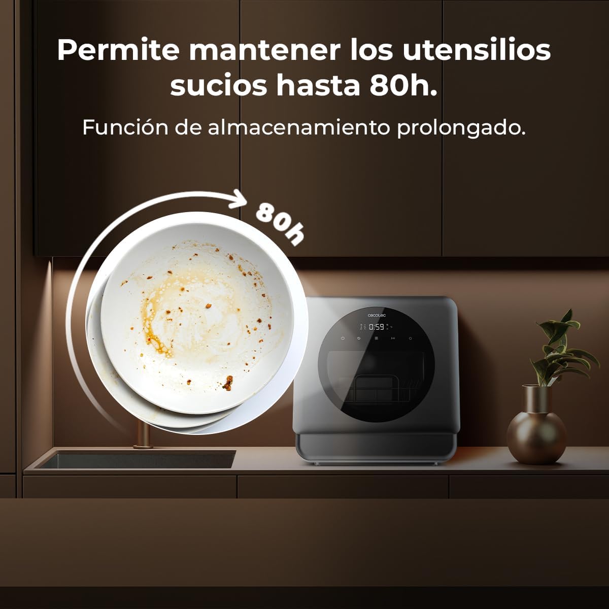 Cecotec Dishwasher Compact Free Installation on Table Bolero Aguazero 1150 Dark. 3 Place Settings, Low Consumption, 6 Programs, Touch Control Panel, Long Storage and Delay Start Functions - Image 8