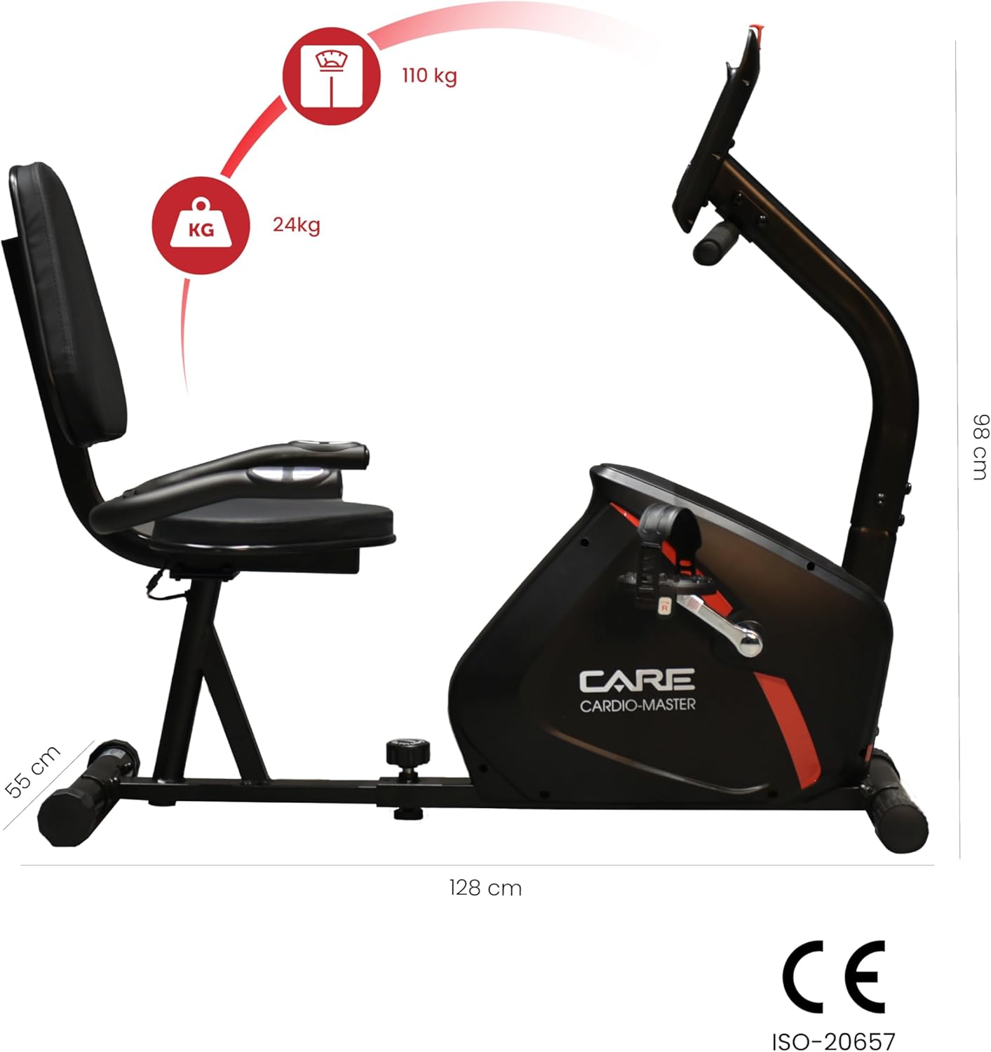 CARE FITNESS - Exercise Bike - Connected Cardio Master - Adjustable & Comfortable - Strapped Pedals - Magnetic Resistance - 21 Programs - Image 2