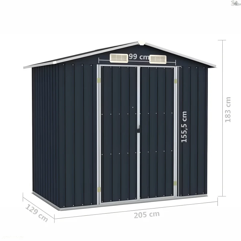Abris de Jardin Gris Mtal 205 x 183 x 129 cm - - Image 2