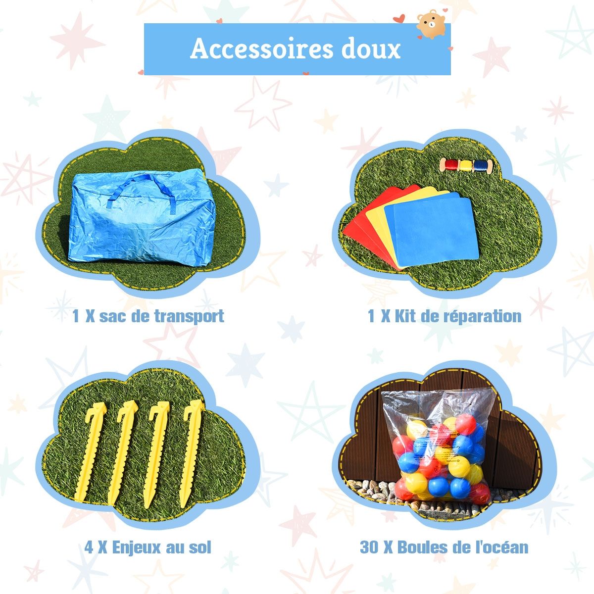 7 in 1 Inflatable Castle for Children 3-10 Years Slides Capacity 135kg in Oxford Fabric 356x289x233cm Multicolor - - Image 11